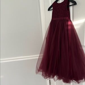 David’s Bridal Elegant Burgundy Kids Dress